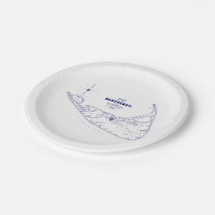 Nantucket Island MA Vintage Karte Navy Blue Pappteller