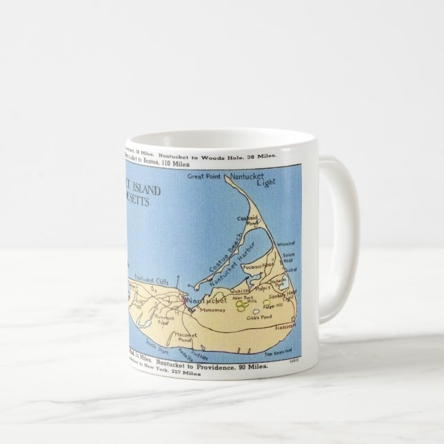 Nantucket Island Map Tasse (VorderseiteRechts)