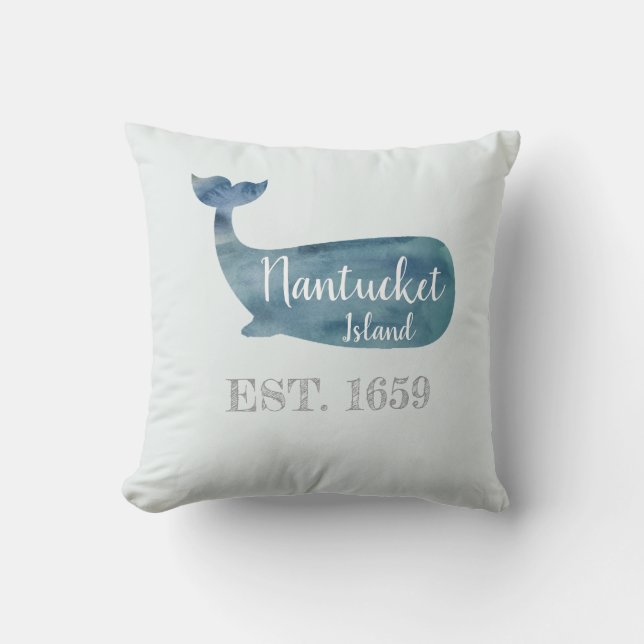 Nantucket Island Mass Whale Throw Kissen (Vorderseite)