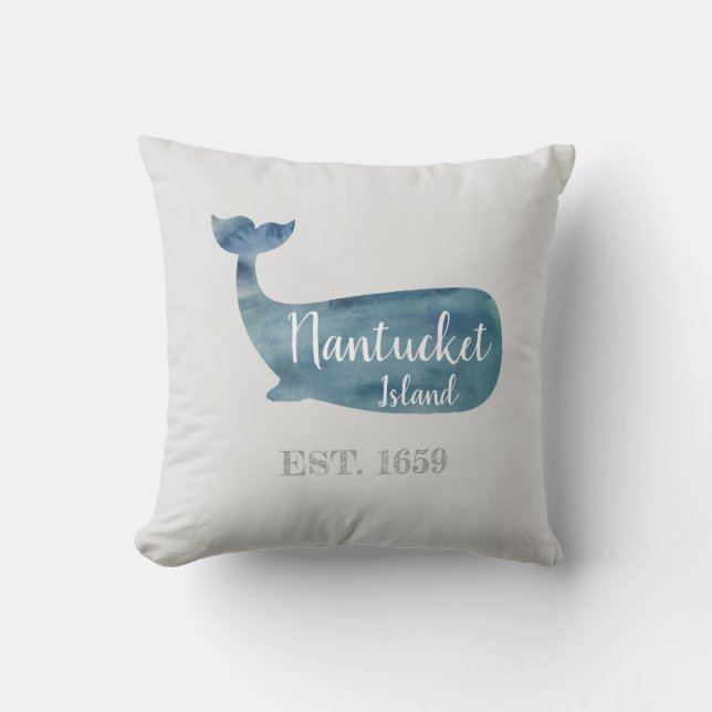 Nantucket Island Mass Whale Throw Kissen (Vorderseite)
