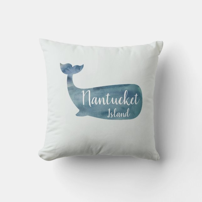 Nantucket Island Mass Whale Throw Kissen (Vorderseite)