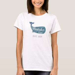 Nantucket Island Mass Whale Throw Kissen T-Shirt