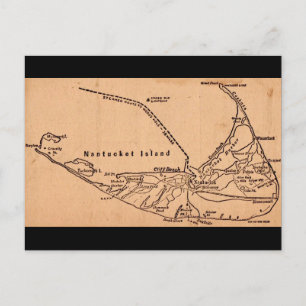 Nantucket Island Old Brown Karte Postkarte