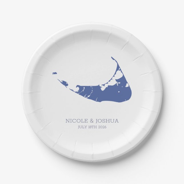 Nantucket Island Wedding Nantucket blue Pappteller (Vorderseite)