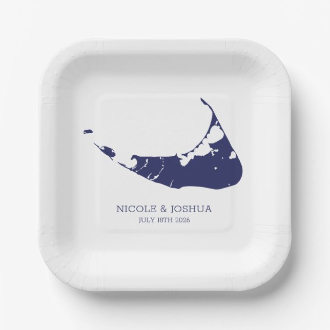 Nantucket Island Wedding Nantucket Navy Pappteller (Vorderseite)