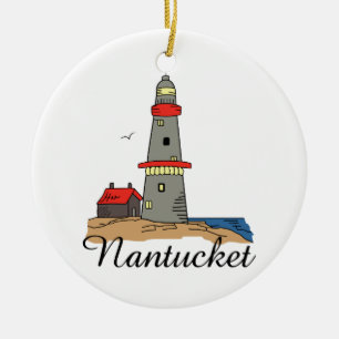 NANTUCKET LEUCHTTURM KERAMIKORNAMENT