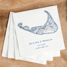 Nantucket MA Map Elegant Navy Blue Wedding Serviette