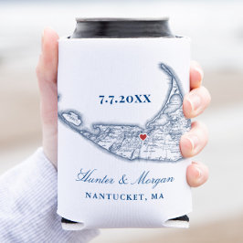 Nantucket Map Navy Blue Gastgeschenk Hochzeit Drin Dosenkühler