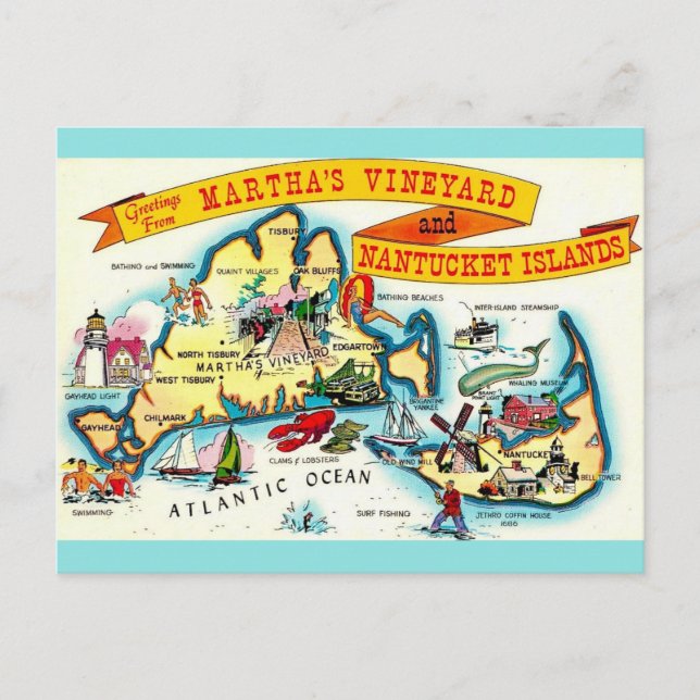 Nantucket Martha's Vineyard Postcard Postkarte (Vorderseite)
