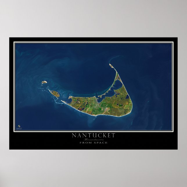 Nantucket Massachusetts Satellite Poster Karte (Vorne)
