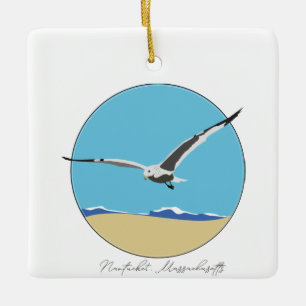 Nantucket, Massachusetts Sea Gull über Strand Keramikornament
