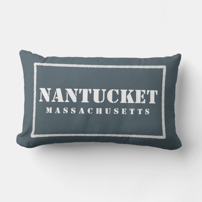 Nantucket Massachusetts umschaltbares Blaues u. Lendenkissen (Vorderseite)