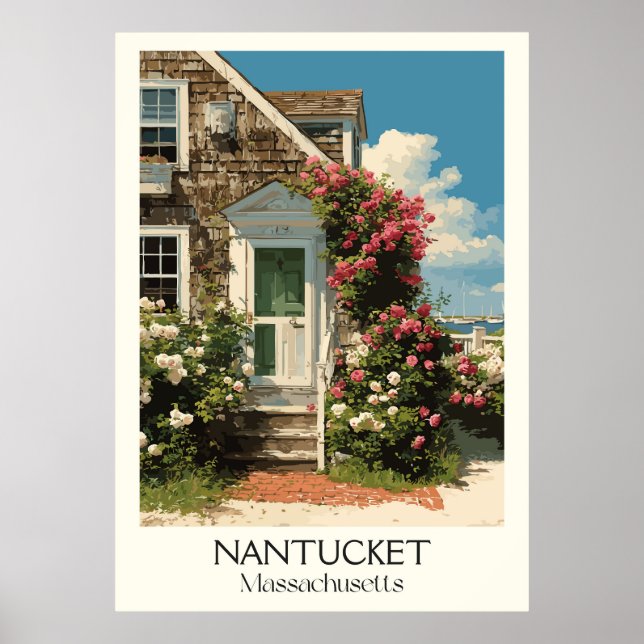 Nantucket Massachusetts Vintag Historic Zuhause Ar Poster (Vorne)