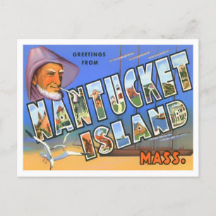 Nantucket, Massachusetts Vintage große Buchstaben Postkarte