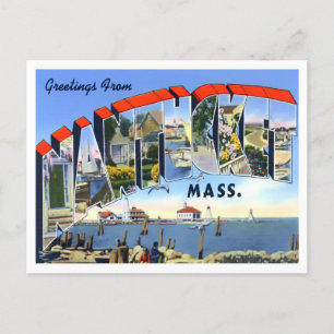 Nantucket, Massachusetts Vintage Große Buchstaben Postkarte