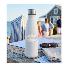 Nantucket Oval Rosa und Grün | Preppy Küstenstil Aufkleber