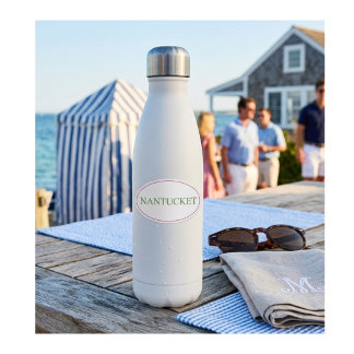 Nantucket Oval Rosa und Grün | Preppy Küstenstil Aufkleber