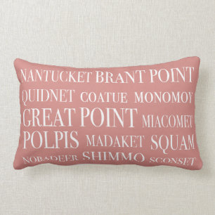 Nantucket Plätze verblaßten rotes Beige u. weiß Lendenkissen