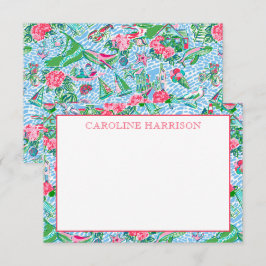 Nantucket Preppy Palm Beach Pattern Mit Monogramm Dankeskarte