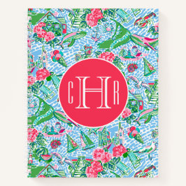 Nantucket Preppy Palm Beach Print Mit Monogramm Notizbuch