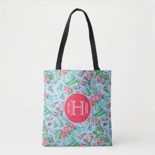 Nantucket Preppy Palm Beach Print Mit Monogramm Tasche