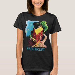Nantucket Red House Nacht Blau Reise T-Shirt