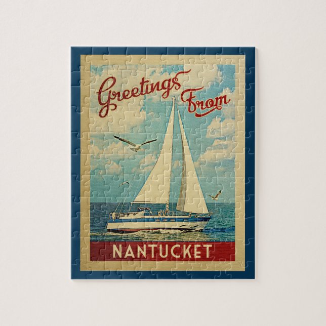 Nantucket Sailboat Vintage Reise Massachusetts (Vertikal)