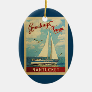 Nantucket Sailboat Vintage Reise Massachusetts Keramik Ornament