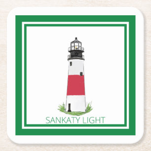 Nantucket (Sconset) Sankaty Light Paper Untersetze Rechteckiger Pappuntersetzer
