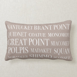 Nantucket setzt beige nautischhaselnuß u. Weiß Lendenkissen