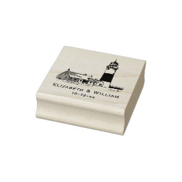 Nantucket Stylized Sankaty Head Lighthouse Couple Gummistempel