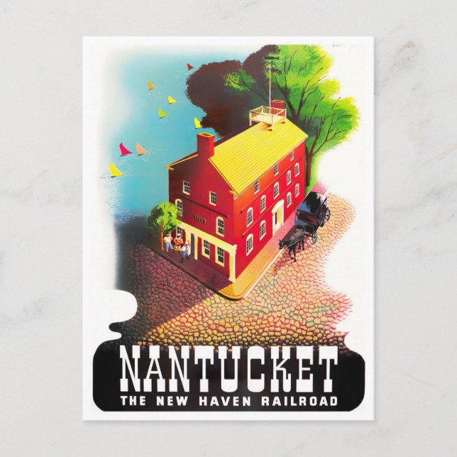 Nantucket Vintage Reise Postkarte (Vorderseite)