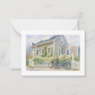 Nantucket Wasserfarbenküste Hütte mit Blume Mitteilungskarte