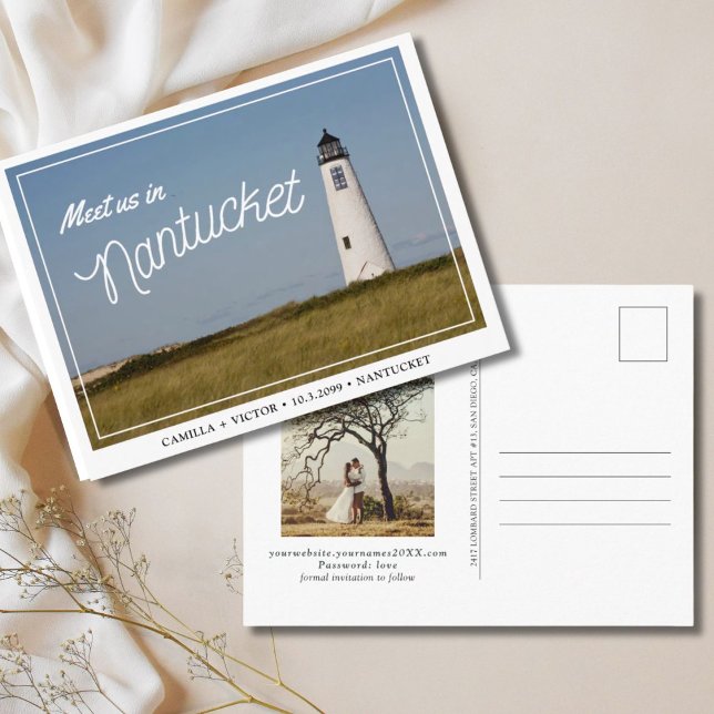 Nantucket Wedding Enregistrer la date Carte postal (Nantucket Wedding Save the Date)