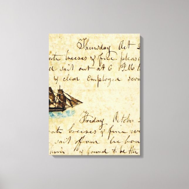 Nantucket Whaling Ship Log 1841 Leinwanddruck (Vorderseite)