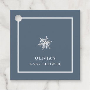Nany Blue Modern Snowflake Baby Dusche Geschenkanhänger