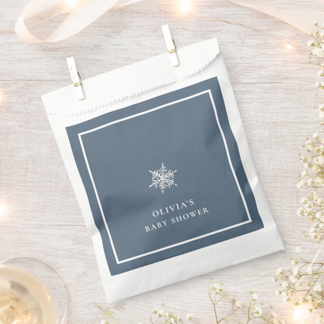 Nany Blue Modern Snowflake Baby Dusche Geschenktütchen (Ausgeschnitten)
