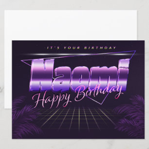 Naomi Nom Prénom lila retro Carte Anniversaire