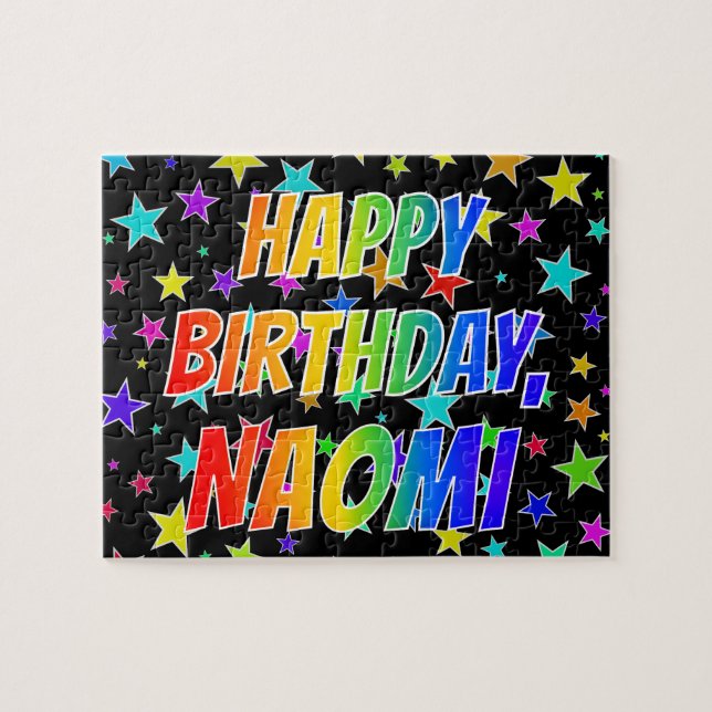 "NAOMI" Vorname, Spaß "GLÜCKLICHER GEBURTSTAG" (Horizontal)