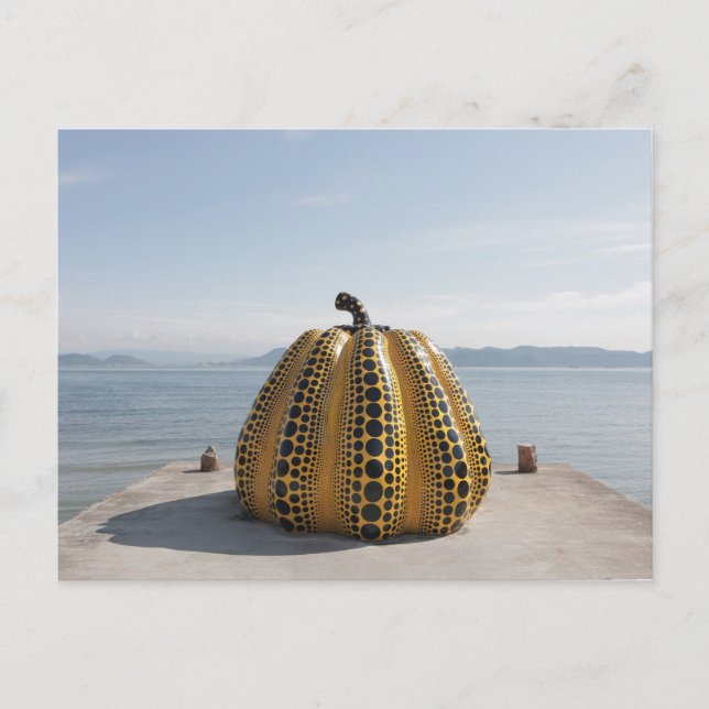 Naoshima Yayoi Kusamas gelber Kürbis Postkarte (Vorderseite)