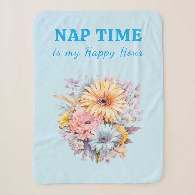Nap time happy hour flowers blue sherpadecke (Vorderseite)