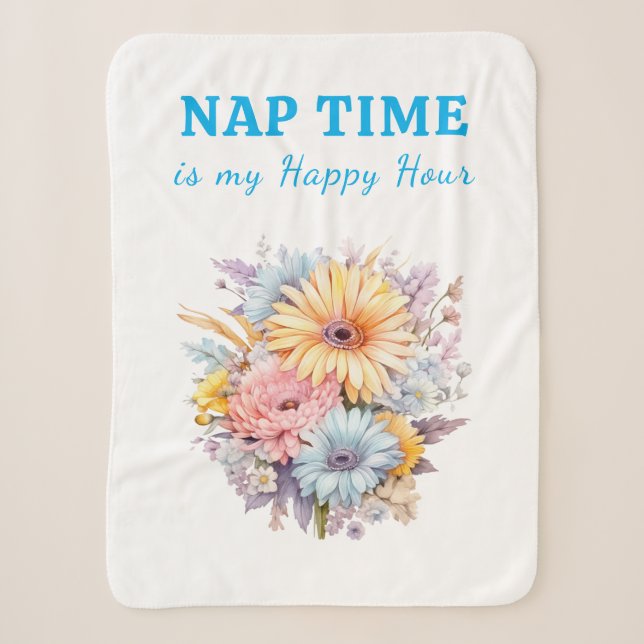 Nap time happy hour flowers white blue sherpadecke (Vorderseite)
