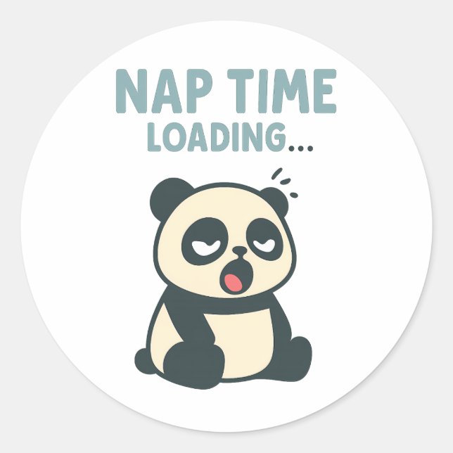 Nap Time Loading: Adorable Sleepy Yawning Panda Runder Aufkleber (Vorderseite)