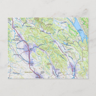 Napa bis Healdsburg CA Map Postkarte