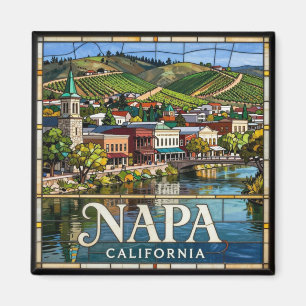 Napa Kalifornien Buntglas-Landschaft 🍇 Magnet