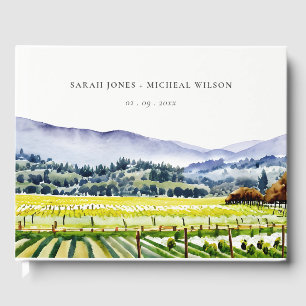 Napa Tal Wasserfarbener Weinberg Landschaft Hochze Gästebuch
