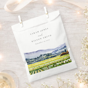 Napa Tal Wasserfarbener Weinberg Landschaft Hochze Geschenktütchen