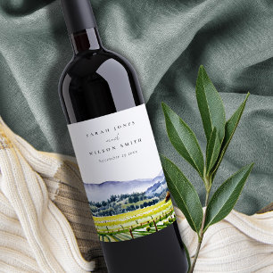 Napa Tal Wasserfarbener Weinberg Landschaft Hochze Weinetikett