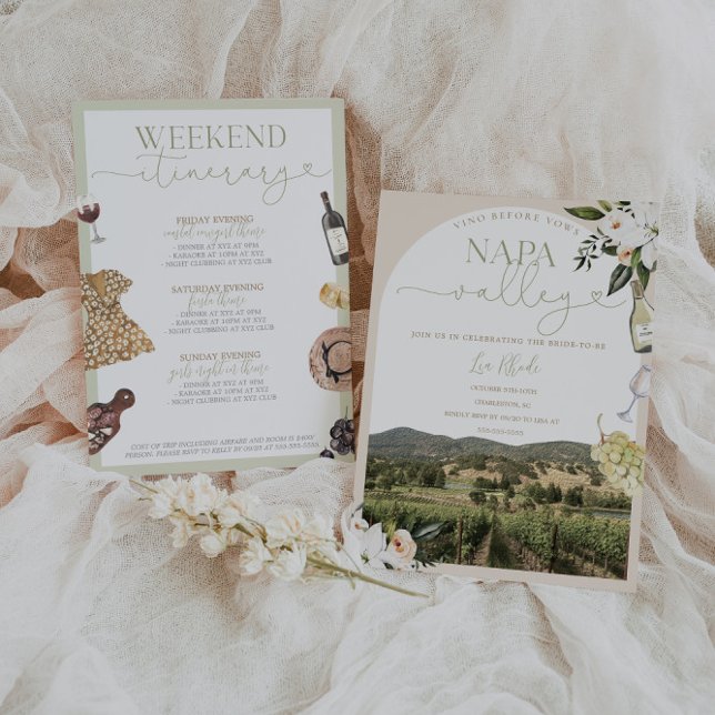 Napa Valley Bachelorette Invitation & Itinéraire (Créateur téléchargé)