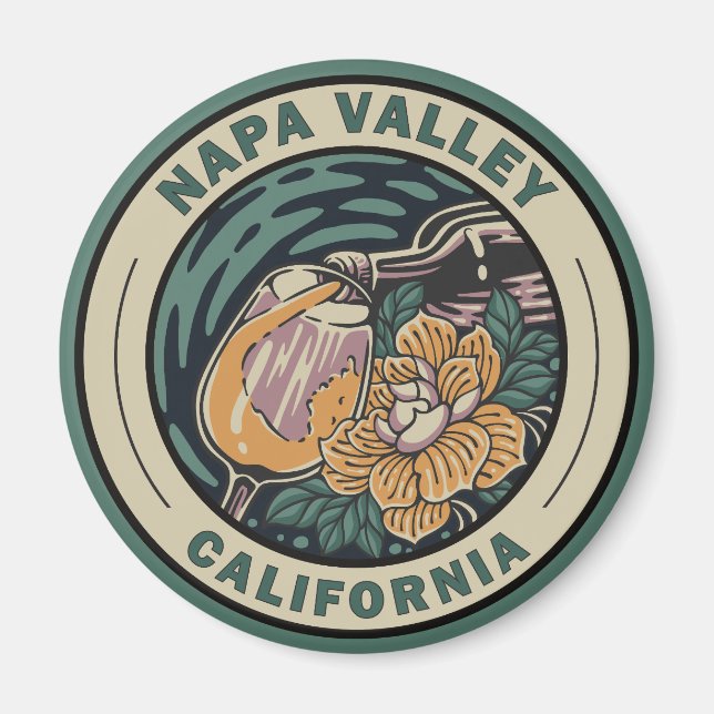 Napa Valley Kalifornien Reisen Kunst Abzeichen Magnet (Vorne)